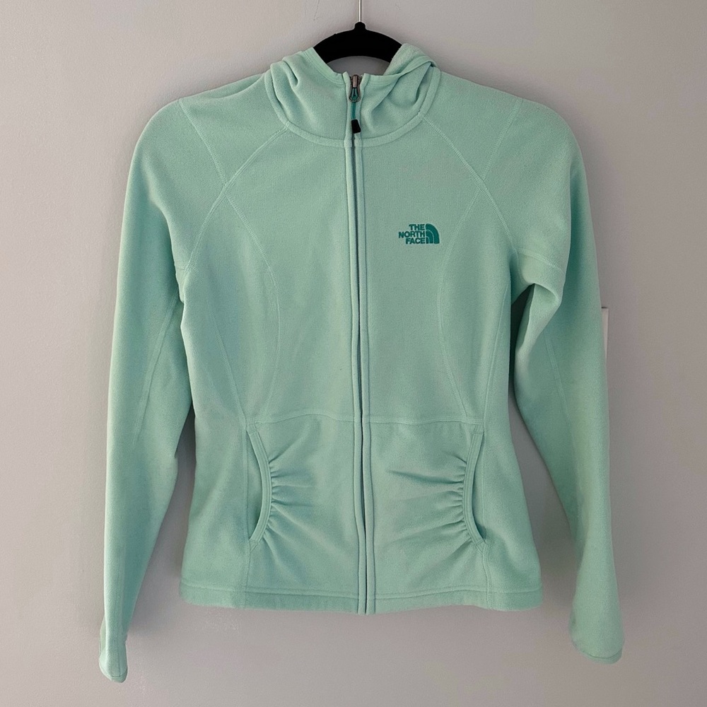 The North Face Women's Full Zip Fleece Hoodie Jacket in Mint Green - Size XS